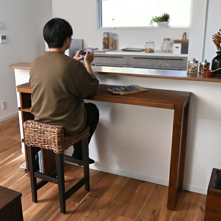 楽天市場】アジア家具 チーク 無垢 カウンターテーブル バーカウンター 