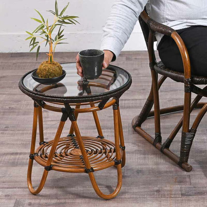 楽天市場】≪ポイント10倍≫ラタンガラス テーブル 40cm幅 ガラス  