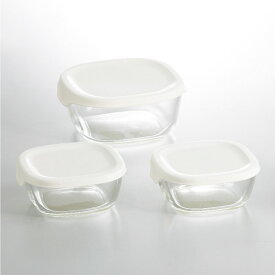 耐熱ガラス製保存容器3点セット ホワイト HARIO 日本製 [APD2154-019]| シール容器キッチン用品・食器・調理器具 保存容器・調味料入れ