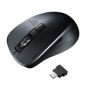 サンワサプライ 静音ワイヤレスType-CブルーLEDマウス(5ボタン・ブラック) オフィス機器 ASNMA-WBLC153BK|パソコン パソコン周辺機器 マウス