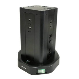 HIDISC タワー型USB付電源タップ　(Type-C×2+Type-A×2)　ASNHD-AC12C2U2BK|家電 生活家電 OAタップ