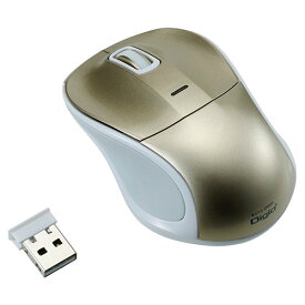 Digio デジオ 小型無線静音3ボタンBlueLEDマウス ゴールド ASNMUS-RKT109GL|パソコン パソコン周辺機器 マウス