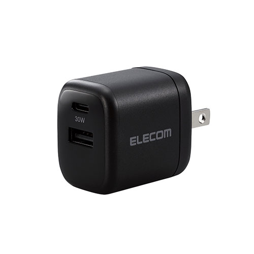 エレコム AC充電器 USB充電器 USB Power Delivery準拠 30W USB-C1ポート USB-A1ポート スイングプラグ ブラック ASNMPA-ACCP30BK|スマートフォン・タブレット・携帯電話 スマートフォン 充電器