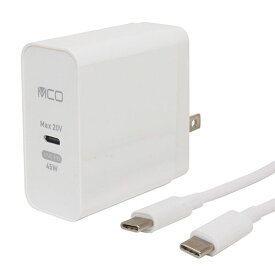 MCO PD対応45W USB-ACアダプタTypeCケーブル付ホワイト ASNIPA-CS01/WH|パソコン パソコン周辺機器 ケーブル