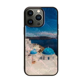 ikins 天然貝ケース for iPhone 14 Pro Max サントリーニ島 背面カバー型 ASNI23608i14PM|スマートフォン・タブレット・携帯電話 iPhone iPhone14 Pro Max ケース