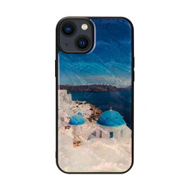 ikins 天然貝ケース for iPhone 14 Plus サントリーニ島 背面カバー型 ASNI23599i14M|スマートフォン・タブレット・携帯電話 iPhone iPhone14 Plus ケース