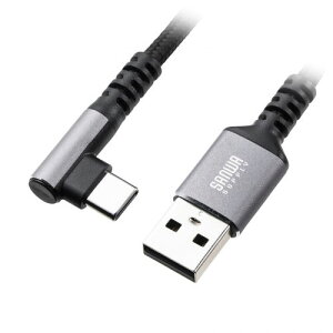 サンワサプライ USB 2.0 Type-Cケーブル C-A L型 2m ASNKU-CAL20TK|スマートフォン・タブレット・携帯電話 スマートフォン USBケーブル(Type-C)