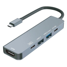 HIDISC USB Type-C 5in1ドッキングステーション ハブ PD90W出力 シルバー ASNHD-5IN1HBSV|パソコン パソコン周辺機器 USBハブ【 】