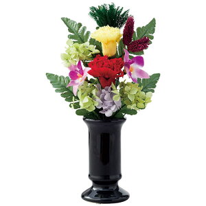 スープ 色華やか仏花 花瓶付 【16×8×27cmプリザーブド仏花1個】 花器付で飾りやすく華やかな仕上がり ASN7141-033|雑貨・ホビー・インテリア 雑貨 仏壇・仏具・神具