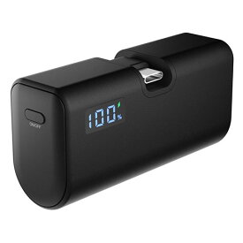 HIDISC 180°回転コネクタ 直挿しモバイルバッテリー Type-Cコネクタ 5,000mAh ブラック ASNHD4-MBTCD20W180C05BK|スマートフォン・タブレット・携帯電話 スマートフォン モバイルバッテリー【 】
