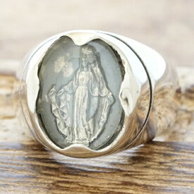 TJK ラージ マリア リング シルバー925 水晶 クウォーツ 聖母マリア 指輪[GOCa401]|幸運 邪気払い ラージ マリア リング シルバー925 水晶 クウォーツ ゴツメ 大きめ 重量感 教会 祈り 奇跡 希望 お守り 十字架 マリア様 聖母マリア キリシタン キリスト教