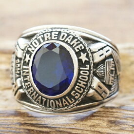 TJKカレッジリング チャンピオンリング 記念リング シルバー 925 指輪 ブルー　キュービックジルコニア[GOCs1003blue]|メンズ レディース アメカジ サーフ ネイティブ