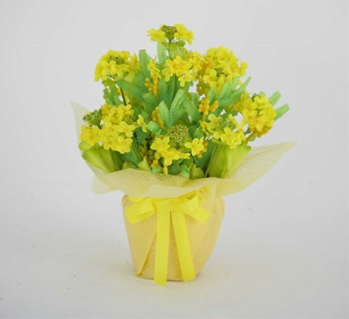楽天市場 菜の花アレンジ Mrs10 造花 フェイクグリーン 人工植物 デコレーション 店舗装飾 飾り 飾りつけ 飾り付け フラワーアレンジ 菜の花 造花装飾専門店 緑花堂