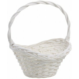 柳＆ウッドバスケット 手付 S WT 白 花器 かご [TDLKA318002-00W] 代引決済不可|ベース ナチュラル素材 バスケット 造花 フラワー 花資材 花かご アレンジメント用品 フラワーアレンジメント 花材 土台 インテリア おしゃれ 店舗装飾 ディスプレイ 飾り付け 材料 花入れ