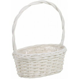 28×16×11×32．5H バスケット3．5号連鉢手付き ホワイト W 花器 かご [TDLKA31835T-00W] 代引決済不可|ベース ナチュラル素材 バスケット 造花 フラワー 花資材 花かご アレンジメント用品 フラワーアレンジメント インテリア おしゃれ 店舗装飾 花入れ