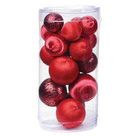 レッドサテンボールミックス デコレーション オーナメント 置物 クリスマスボール [TDLXO001870] 代引決済不可|店舗装飾 飾り付け ディスプレイ インテリア クリスマス装飾 ボール レッド 18個入り