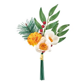 華やぎ椿バンドル ホワイト／イエロー アーティフィシャルフラワー 造花 椿 [TDLFJ005975-001] フラワーギフト ハンドメイド資材 ガーデニング用品 ディ スプレイ ナチュラルアレンジ インテリアフラワー