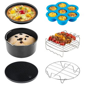 【100%抽選P】COSORI ノンフライヤー アクセサリー 3.5L-4.5Lの全範囲のエアフライヤー対応 BPAフリー材質 耐熱 ケーキ 唐揚げ ピザ 串揚げ 6個セット エアーオーブン1-4人に適用　★ノンフライヤー本体が付いておりません★