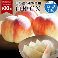 【マラソン期間中エントリーでポイント10倍!】 桃 硬い桃 白桃CX 2.5kg 秀品 山形県産 白桃 送料無料 か…