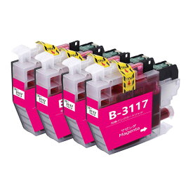 LC3117 ブラザーbrother用互換インクカートリッジLC3117Mマゼンタ4本 プリンターインクタンク 純正と併用可能汎用インク対応機種：MFC-J6980CDW MFC-J6580CDW MFC-J6983CDW MFC-J6583CDW MFC-J5630CDW残量検知搭載/個別包装