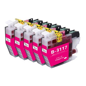 LC3117 ブラザーbrother用互換インクカートリッジLC3117Mマゼンタ5本 プリンターインクタンク 純正と併用可能汎用インク対応機種：MFC-J6980CDW MFC-J6580CDW MFC-J6983CDW MFC-J6583CDW MFC-J5630CDW残量検知搭載/個別包装