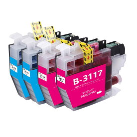 LC3117 ブラザーbrother用互換インクカートリッジLC3117Cシアン2本 LC3117Mマゼンタ2本 合計4本 プリンターインクタンク 純正と併用可能汎用インク対応機種：MFC-J6980CDW MFC-J6580CDW MFC-J6983CDW MFC-J6583CDW MFC-J5630CDW残量検知搭載/個別包装