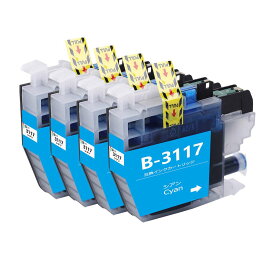 LC3117 ブラザーbrother用互換インクカートリッジLC3117Cシアン4本 プリンターインクタンク 純正と併用可能汎用インク対応機種：MFC-J6980CDW MFC-J6580CDW MFC-J6983CDW MFC-J6583CDW MFC-J5630CDW残量検知搭載/個別包装