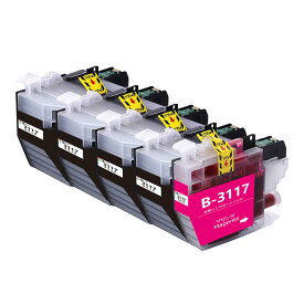 LC3117 ブラザーbrother用互換インクカートリッジLC3117BKブラック4本 LC3117Mマゼンタ1本 合計5本 プリンターインクタンク 純正と併用可能汎用インク対応機種：MFC-J6980CDW MFC-J6580CDW MFC-J6983CDW MFC-J6583CDW MFC-J5630CDW残量検知搭載/個別包装