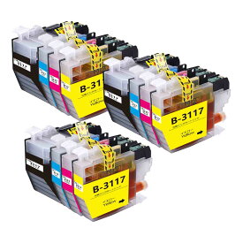 ブラザーbrother用互換インクカートリッジLC3117-4PK*3 合計12本 (LC3117BKブラック LC3117Cシアン LC3117Mマゼンタ LC3117Yイエロー各3本) プリンターインクタンク 純正と併用可能汎用インク対応機種：MFC-J6980CDW MFC-J6580CDW MFC-J6983CDW MFC-J6583CDW MFC-J5630CDW