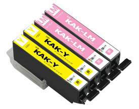 KAK-6CL互換インクカートリッジKAK-YイエローYellow KAK-LMライトマゼンタ各2本計4個エプソン用プリンターインクタンク 純正と併用可能汎用インク 対応プリンター:EP-717A EP-817A 残量表示機能付 ICチップあり エプソン Epson用インクタンク プリンターインク　汎用インク