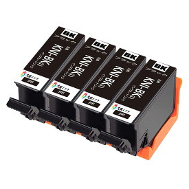 互換インクカートリッジ KNI-BK-Lブラック黒Black 4本セット 目印:カニエプソン用プリンターインクタンク 対応機種:EP-887AB EP-887AP EP-887AW 純正と併用可能汎用インク増量版 残量表示機能付 ICチップありエプソン用プリンターインクタンク 純正と併用可能汎用インク
