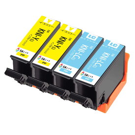KNI-6CL-L互換インクカートリッジKNI-Y-LイエローYellow KNI-LC-Lライトシアン各2本計4個目印:カニエプソン用プリンターインクタンク 対応機種:EP-887AB EP-887AP EP-887AW 純正と併用可能汎用インク増量版 残量表示機能付 ICチップ付エプソン用プリンターインクタンク