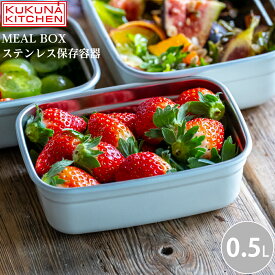 保存容器 キャニスター MEAL BOX ステンレス製 保存 ＆ 調理容器 0.5L KKN-MO50WH 4967059133935 電子レンジ オーブングリル 常温 冷蔵 冷凍 保存 4点ロック式 テイクアウト容器 臭い 色 つかない 抗菌 ランチボックス 弁当箱 軽量 軽い 1年保証