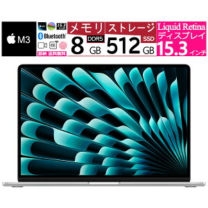 Vi Apple Mac m[g(MacBook) 15.3 C` MacBook Air Liquid RetinafBXvC 15.3 MRYQ3JA/A [Vo[] Apple M3`bv 8RA :8GBXg[W:SSDF512GB Wi-Fi 6 wifi6yUSL[{[hz