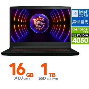 Vi Q[~OPC Ch 144Hz MSI m[gp\R 15.6 ^(C`) Thin-GF63-12VE-1002JP [ubN] 12 Ce Core i5 12450H 8RA :16GB(DDR4) Xg[W:SSDF1TB Windows 11 Home Bluetooth Wi-Fi