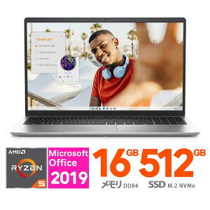 �V�i Dell 15.6�^ Inspiron 15 Ryzen 5 7530U�E16GB�������E512GB M.2 SSD Wi-Fi Web�J���� Bluetooth 120Hz Office2019 �v���`�i�V���o�[