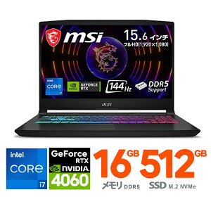Vi Q[~OPC Ch MSI m[gp\R 15.6 ^(C`) 144Hz Katana-15-B12VFK-806JP [ubN] 12 Ce Core i7 12650H 10RA :16GB(DDR5) Xg[W:M.2 SSDF512GB Windows 11 Home Wi-Fi 6