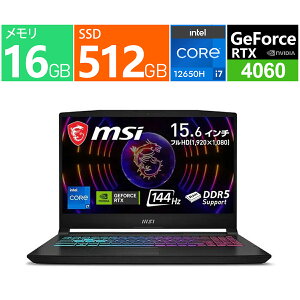 �V�i �Q�[�~���OPC ���C�h��� MSI �m�[�g�p�\�R�� 15.6 �^(�C���`) 144Hz Katana-15-B12VFK-806JP [�u���b�N] ��12���� �C���e�� Core i7 12650H 10�R�A ������:16GB(DDR5) �X�g���[�W:M.2 SSD�F512GB Windows 11 Home Wi-Fi 6