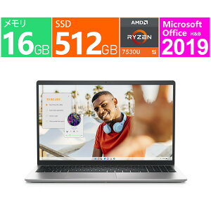 �V�i Dell 15.6�^ Inspiron 15 Ryzen 5 7530U�E16GB�������E512GB M.2 SSD Wi-Fi Web�J���� Bluetooth 120Hz Office2019 �v���`�i�V���o�[