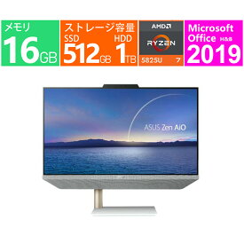 ASUS デスクトップパソコン 23.8 型(インチ) Zen AiO 24 M5401WYAK M5401WYAK-WA009W メモリ:16GB ストレージ:HDD：1TB SSD：512GB Windows 11 Home 64bit Wi-Fi 6 10/100/1000Mbps windows11wifi6 展示品 Office2019