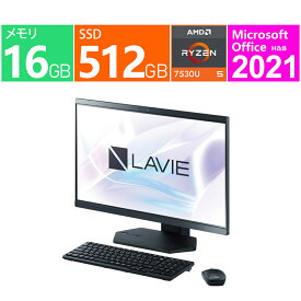 NEC デスクトップパソコン 23.8 型(インチ) LAVIE A23 A2355/GAB-YC PC-A2355GAB-YC [ファインブラック] AMD Ryzen5 7530U メモリ：16GB SSD：512GB Windows 11 Home Office付き 展示品