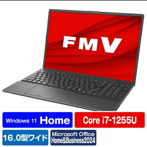 �x�m�� �m�[�g�p�\�R�� e angle select FMV AH Series �u���C�g�u���b�N FMVA57J3BE, CPU:�C���e�� Core i7 1255U, ������:16GB, SSD:512GB, Office 2024, Windows 11