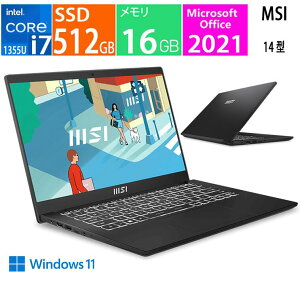 �V�i MSI �m�[�g�p�\�R�� 14 �^(�C���`) Modern-14-C13M-6037JP [�N���V�b�N�u���b�N] / cpu:��13���� �C���e�� Core i7 1355U / �������e��:16 GB / SSD�F512GB / office 2021 / Windows 11