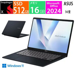 �V�i ASUS�b�G�C�X�[�X �m�[�g�p�\�R�� Vivobook 14 �N���C�G�b�g�u���[ X1407QA-PU165BWS [Copilot+ PC /14.0�^ /Windows11 /Snapdragon X /�������F16GB /SSD�F512GB /Office 2024]