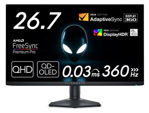 �V�i DELL�b�f�� USB-C�Ή� �Q�[�~���O���j�^�[ Alienware 27 360Hz QD-OLED �_�[�N�T�C�h�I�u�U���[�� AW2725DF-R 26.7�^ /WQHD 2560×1440 /���C�h /360Hz