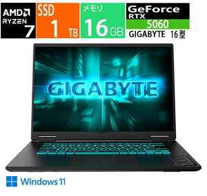 �V�i GIGABYTE GAMING A16 5VHP3JP894SH [Black Steel] / 16 �^ / CPU:AMD Ryzen 7 170 / �������e��:16 GB / SSD�F1TB / Windows 11