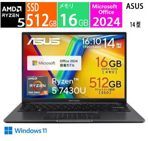 �V�i �G�[�X�[�X VivoBook �m�[�gPC �C���f�B�[�u���b�N 14�^ M1405YA-R5YAWS / 14 �^ / CPU:AMD Ryzen 5 7430U / �������e��:16 GB / SSD�F512GB / Microsoft Office 2024 / Windows 11