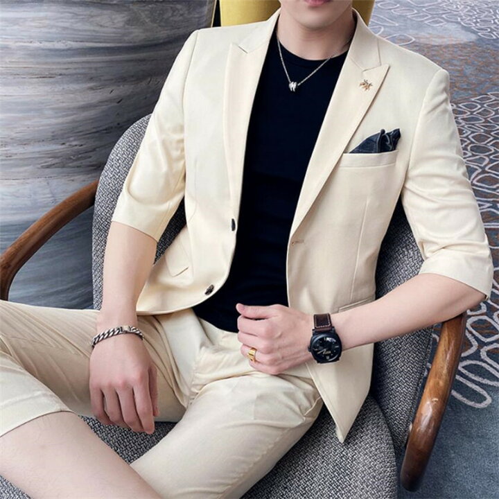 楽天市場 スーツ メンズ 夏 セットアップ メンズ 7分袖テーラード カジュアルスーツ スリムスーツ テーパードパンツ 上下セット 2点セット メンズ サマースーツ 無地 ジャケパン おしゃれ ビジネス 結婚式 二次会 パーティー ちょいワル お兄系 サロン 送料無料 楽天市場 スーツ メンズ 夏 セットアップ メンズ 7分袖テーラード カジュアルスーツ スリムスーツ テーパードパンツ 上下セット 2点セット メンズ サマースーツ 無地 ジャケパン おしゃれ ビジネス 結婚式 二次会 パーティー ちょいワル お兄系 サロン 送料無料