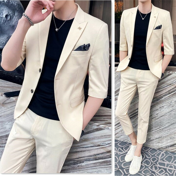 楽天市場 スーツ メンズ 夏 セットアップ メンズ 7分袖テーラード カジュアルスーツ スリムスーツ テーパードパンツ 上下セット 2点セット メンズ サマースーツ 無地 ジャケパン おしゃれ ビジネス 結婚式 二次会 パーティー ちょいワル お兄系 サロン 送料無料 楽天市場 スーツ メンズ 夏 セットアップ メンズ 7分袖テーラード カジュアルスーツ スリムスーツ テーパードパンツ 上下セット 2点セット メンズ サマースーツ 無地 ジャケパン おしゃれ ビジネス 結婚式 二次会 パーティー ちょいワル お兄系 サロン 送料無料