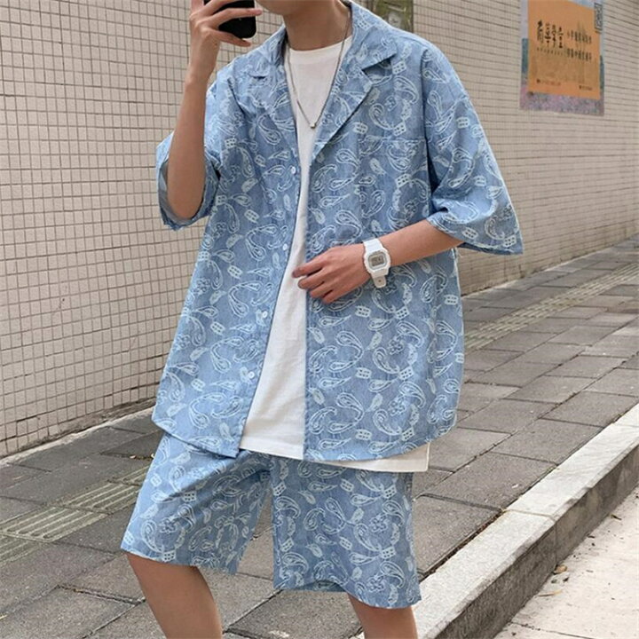 楽天市場 ペイズリー柄 セットアップ メンズ ジャージ 半袖 ゆったり Tシャツ ショートパンツ ハーフパンツ スウェットセットアップ 上下セット メンズ 大きいサイズ バンダナ柄 夏 スポーツ カジュアル おしゃれ 送料無料 Ryoukou楽天市場店
